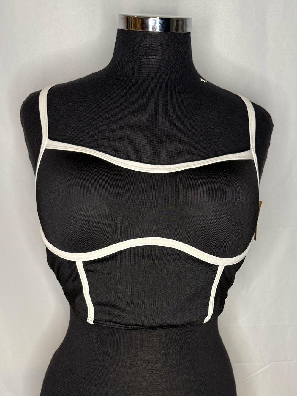 PINK Active Colorblock Racerback Sports Bra NWT Size Large Black White